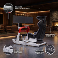 ApexDrive Triple-Screen Racing Simulator Cockpit — infographic
