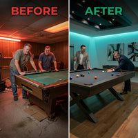 Meridian Atelier X-Frame 8-Foot Designer Pool Table — Before & After