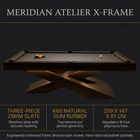 Meridian Atelier X-Frame 8-Foot Designer Pool Table — Results & Stats