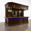 Home Bar Crafted for Luxury Entertaining, LED Accent Lighting, Tempered Glass Display, Mahogany Finish