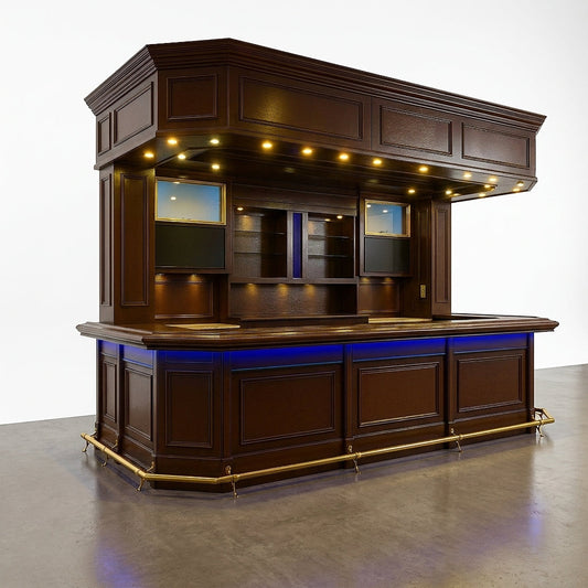 Orion Luxe LED Mahogany Home Bar — Studio Shot