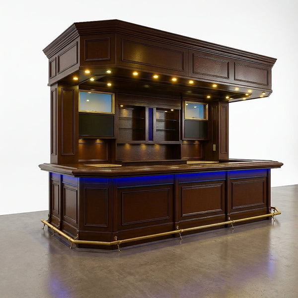 Orion Luxe LED Mahogany Home Bar — Studio Shot