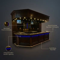 Orion Luxe LED Mahogany Home Bar — infographic