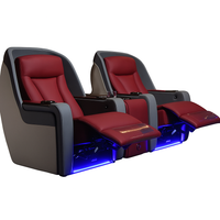 Home Theater Recliners Built for Cinema Luxury, Italian Leather, Motorized Recline, LED Lighting, Wireless Charging