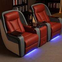Home Theater Recliners Built for Cinema Luxury, Italian Leather, Motorized Recline, LED Lighting, Wireless Charging