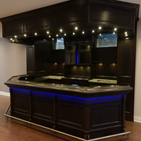 Home Bar Crafted for Luxury Entertaining, LED Accent Lighting, Tempered Glass Display, Mahogany Finish