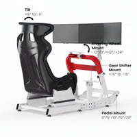 Racing Simulator Cockpit Built for Immersive Gaming, Triple Monitor Stand, Steel Frame, Adjustable Racing Seat