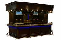 Home Bar Crafted for Luxury Entertaining, LED Accent Lighting, Tempered Glass Display, Mahogany Finish