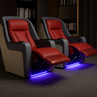 Home Theater Recliners Built for Cinema Luxury, Italian Leather, Motorized Recline, LED Lighting, Wireless Charging