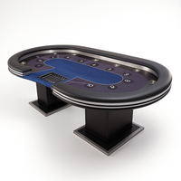 Professional Poker Table Built to Host Casino-Quality Games, 10-Player Capacity, Dealer Position, Premium Leather