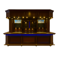 Home Bar Crafted for Luxury Entertaining, LED Accent Lighting, Tempered Glass Display, Mahogany Finish